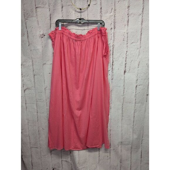 J. Crew Pink Cotton Voile Side Slits and tie Beach skirt Plus size 2X Lightweigh - Picture 2 of 12